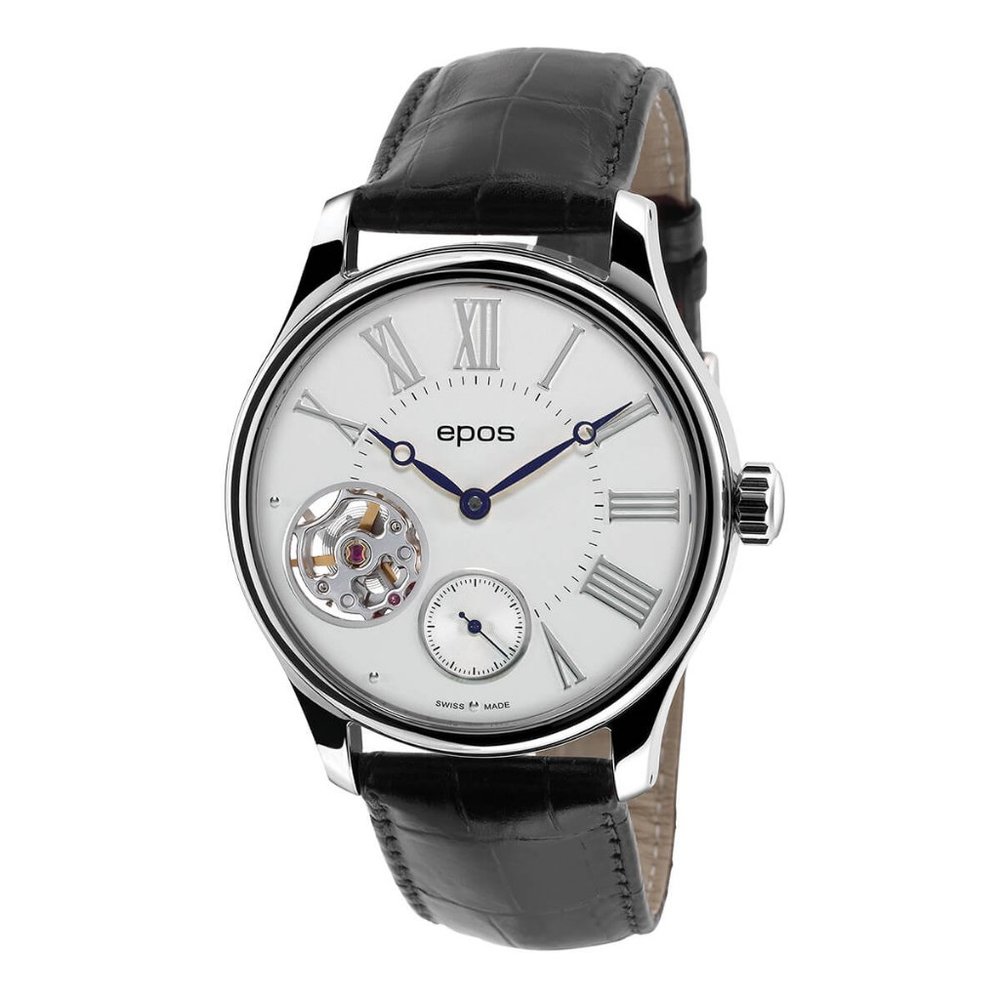 Epos Swiss Men's Watch Black Leather Automatic Wrist Watch 3369